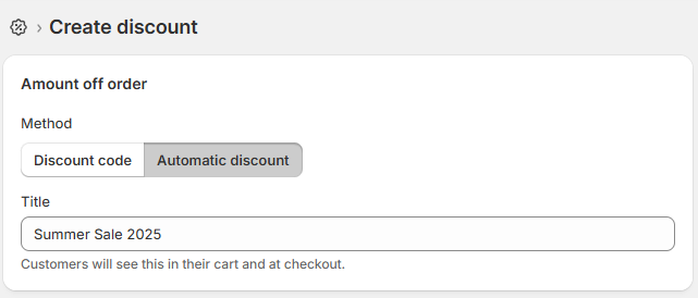 Automatic discount
