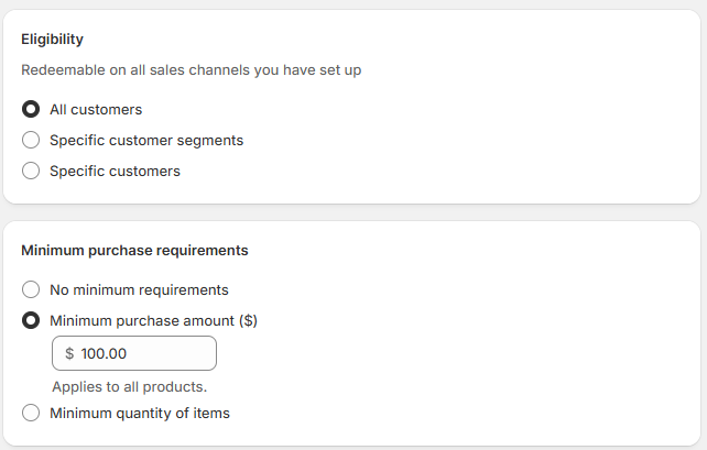Configure eligibility and usage
