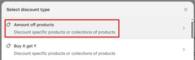 Amount off products