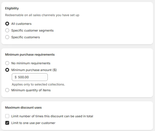 Fixed amount discount on aov-ai