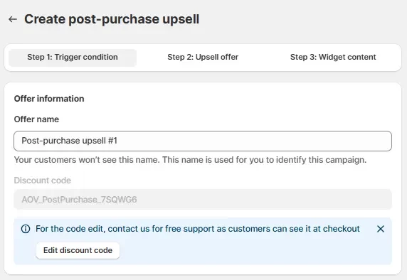 Trigger the one-click upselling offers with the AOV.ai upsell app